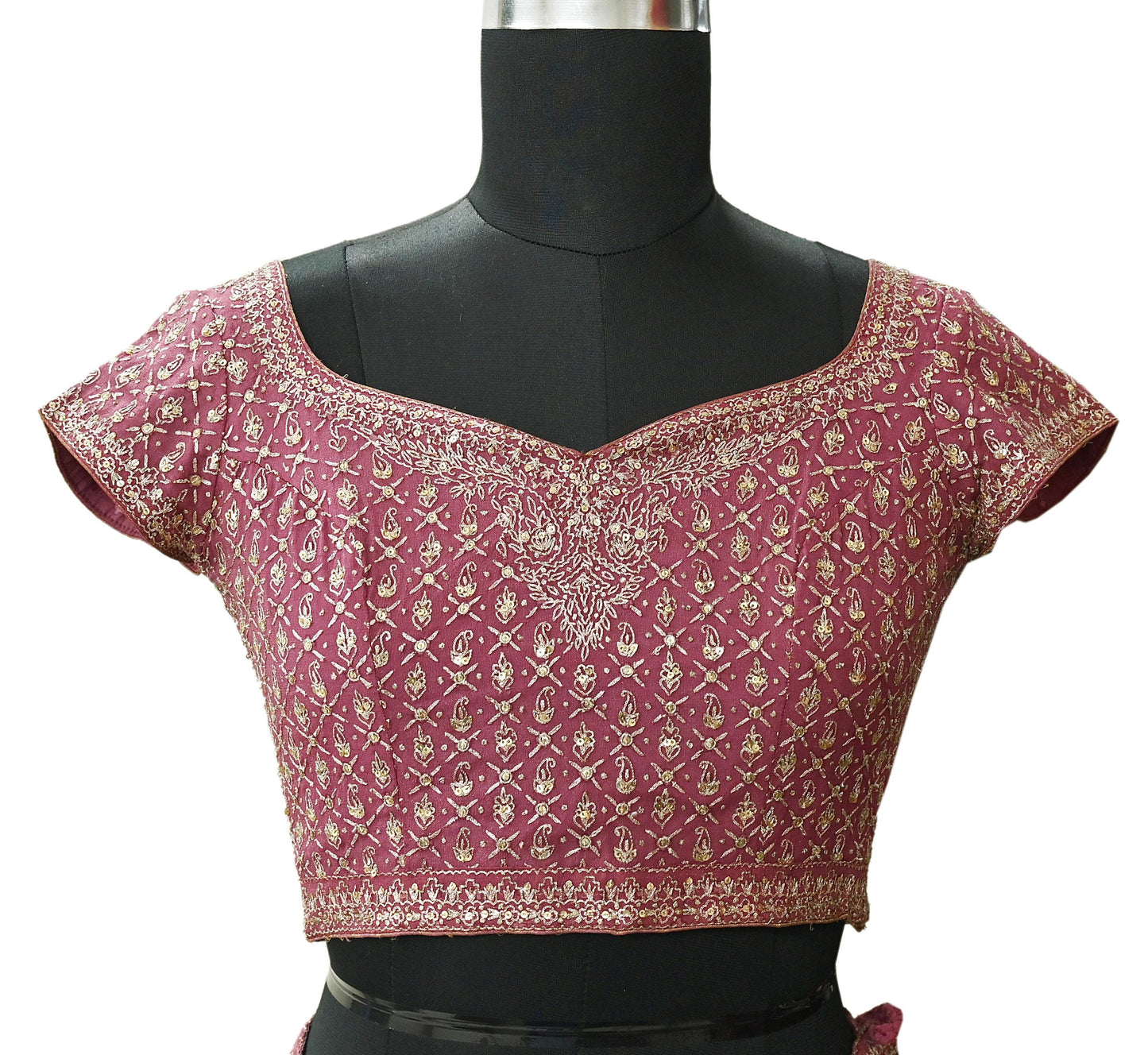 Indian Pre-owned Onion Pink Pure Georgette Silk Hand Embroidered Ritu Kumar Designer Lehenga 3pcs Set Ethnic Bollywood Party Wear