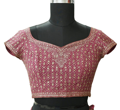 Indian Pre-owned Onion Pink Pure Georgette Silk Hand Embroidered Ritu Kumar Designer Lehenga 3pcs Set Ethnic Bollywood Party Wear