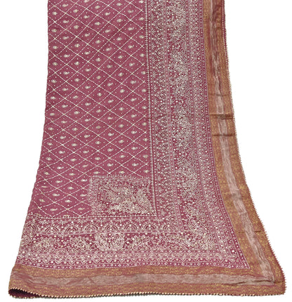 Indian Vintage Heavy Onion Pink Dupatta Pure Georgette Silk Long Stole Hand Embroidered Designer By Ritu Kumar Scarves Scarf Zari Zardozi