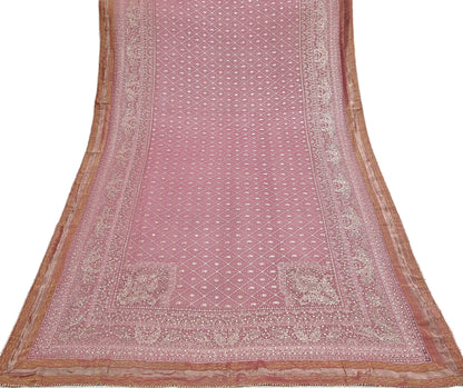 Indian Vintage Heavy Onion Pink Dupatta Pure Georgette Silk Long Stole Hand Embroidered Designer By Ritu Kumar Scarves Scarf Zari Zardozi