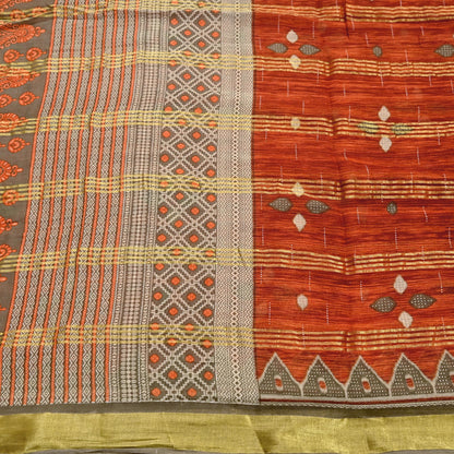 Indian Vintage Sari Printed Pure Cotton Saree Craft Fabric 5Yd Sewing Sarong Wrap Boho Floral Crafting Upcycle Quilting