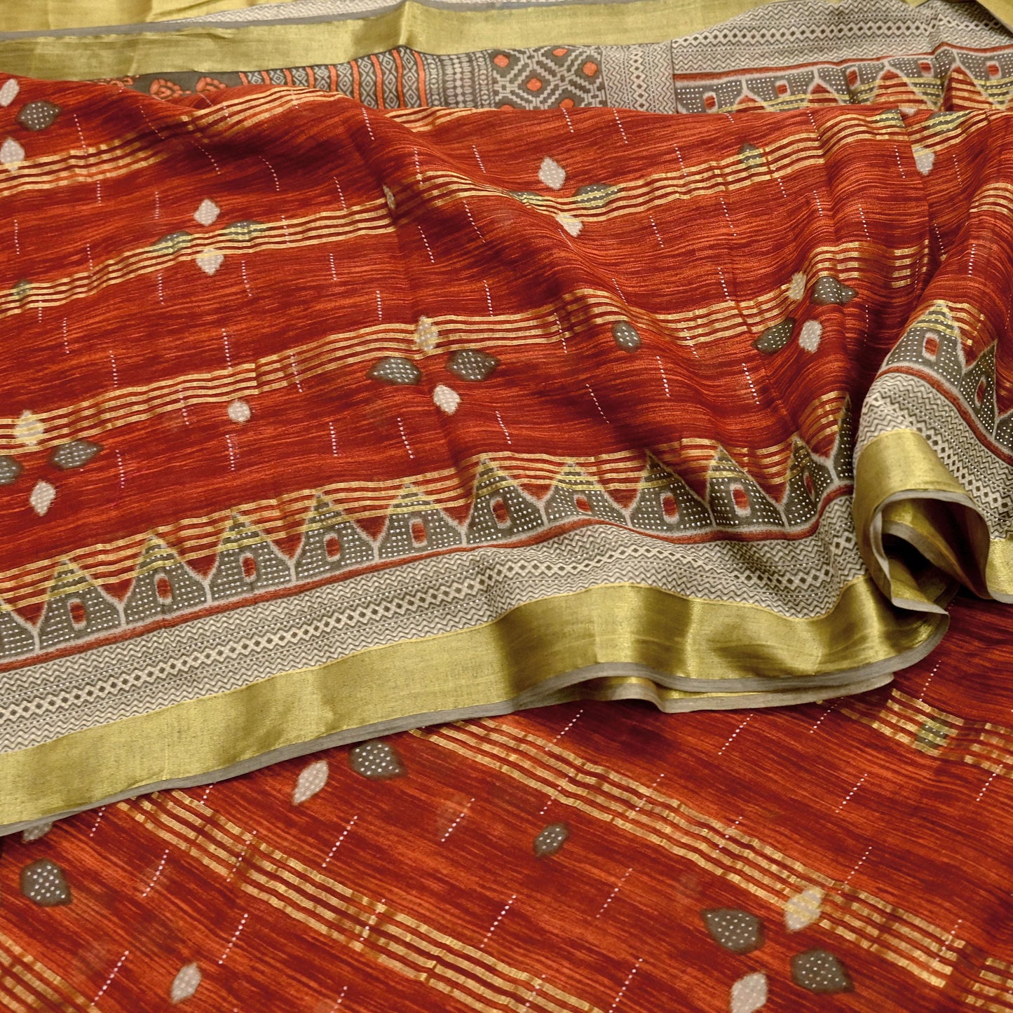 Indian Vintage Sari Printed Pure Cotton Saree Craft Fabric 5Yd Sewing Sarong Wrap Boho Floral Crafting Upcycle Quilting