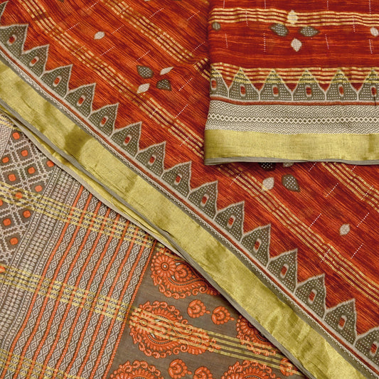 Indian Vintage Sari Printed Pure Cotton Saree Craft Fabric 5Yd Sewing Sarong Wrap Boho Floral Crafting Upcycle Quilting