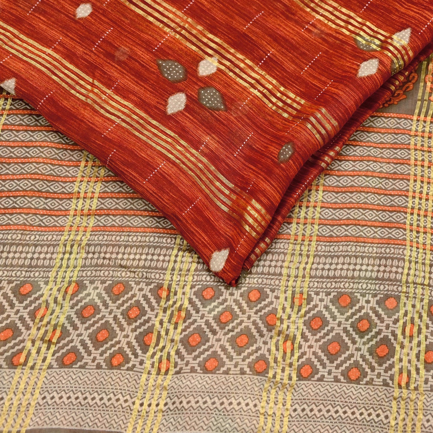 Indian Vintage Sari Printed Pure Cotton Saree Craft Fabric 5Yd Sewing Sarong Wrap Boho Floral Crafting Upcycle Quilting