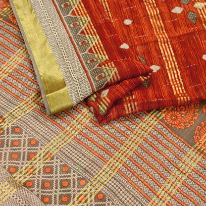 Indian Vintage Sari Printed Pure Cotton Saree Craft Fabric 5Yd Sewing Sarong Wrap Boho Floral Crafting Upcycle Quilting