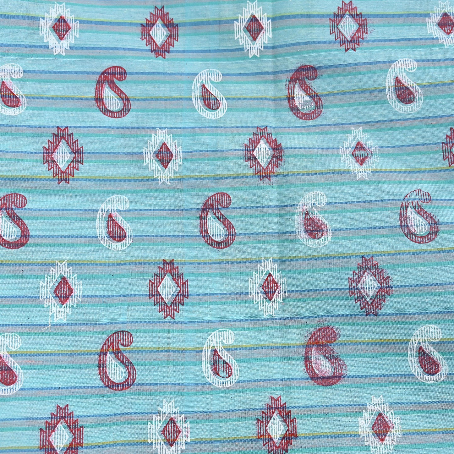 Indian Vintage Sari Green Hand Painted Pure Cotton Sarees Craft Fabric 5Yard Sewing Sarong Wrap Boho Dress making Crafting Upcycle Geometric