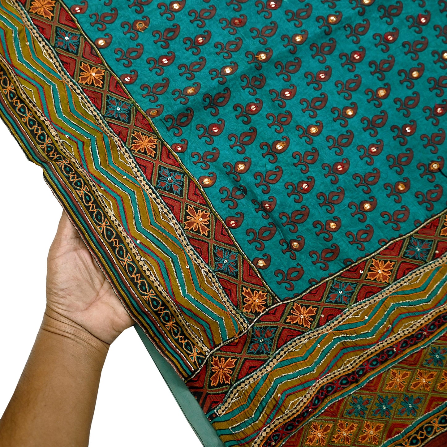 Indian Vintage Sari Green Pure Silk Hand Embroidered Sarees 5Yd Craft Fabric Sewing soft Quilting Crafting Upcycle Ethnic Bollywood sarees