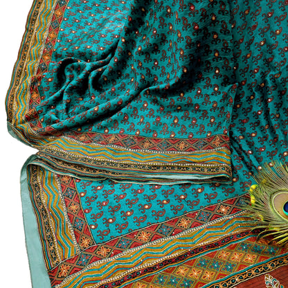 Indian Vintage Sari Green Pure Silk Hand Embroidered Sarees 5Yd Craft Fabric Sewing soft Quilting Crafting Upcycle Ethnic Bollywood sarees