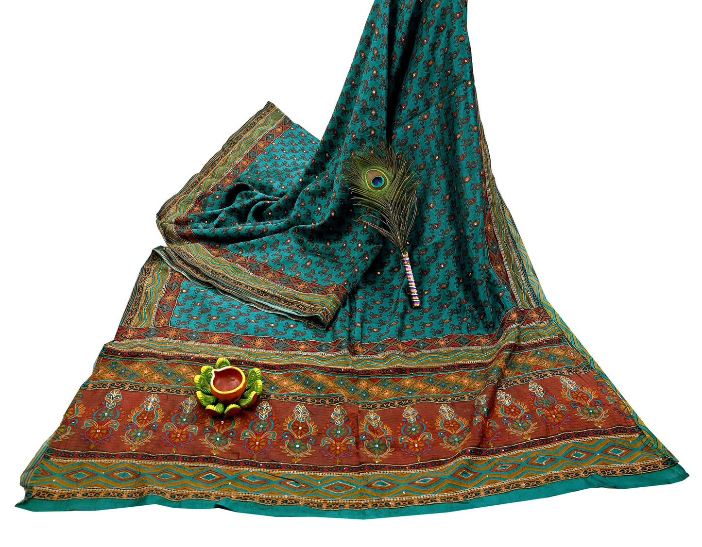 Indian Vintage Sari Green Pure Silk Hand Embroidered Sarees 5Yd Craft Fabric Sewing soft Quilting Crafting Upcycle Ethnic Bollywood sarees