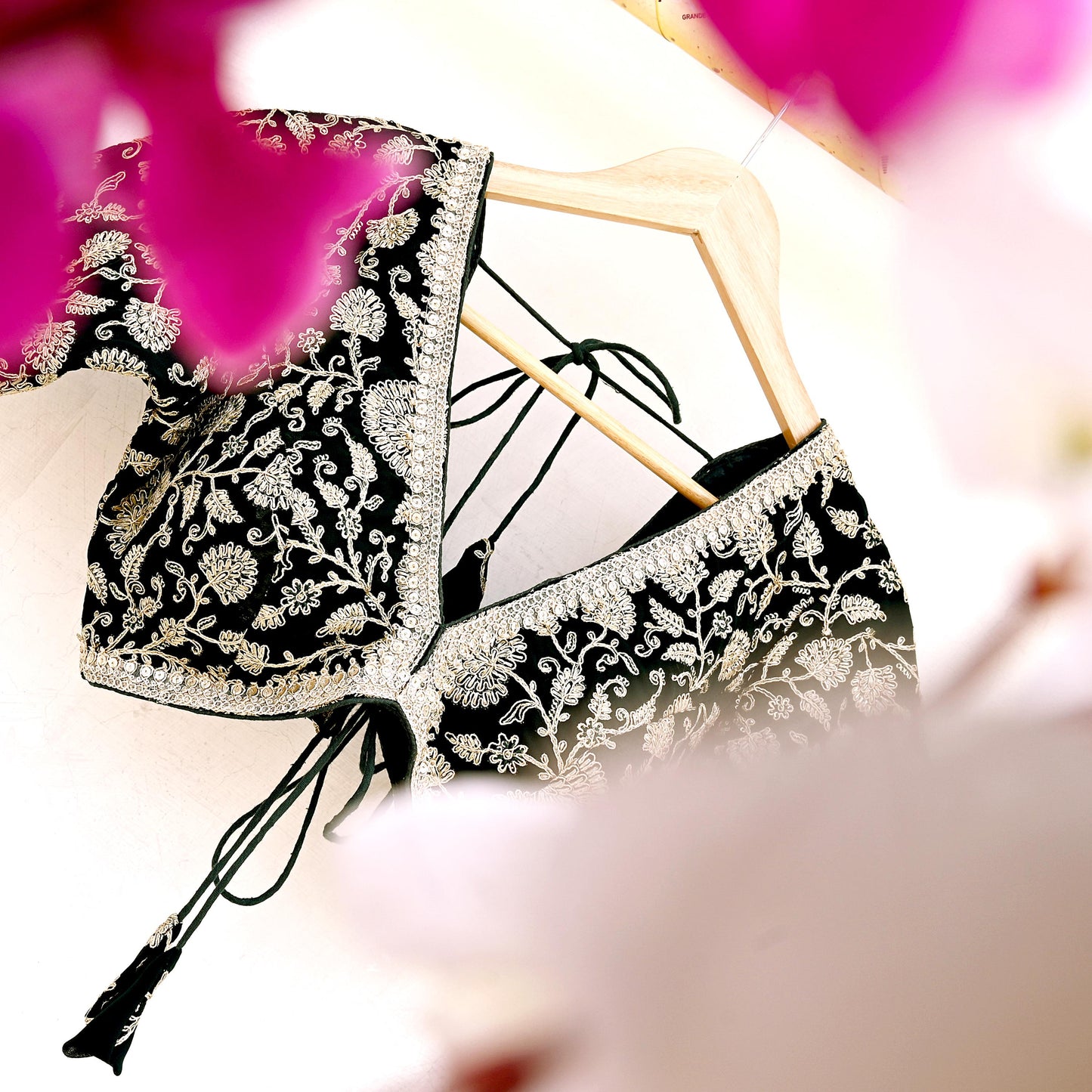 Indian New Bottle Green Georgette Hand Embroidered Padded Blouse/Top/Crop M Size Party wear Bollywood