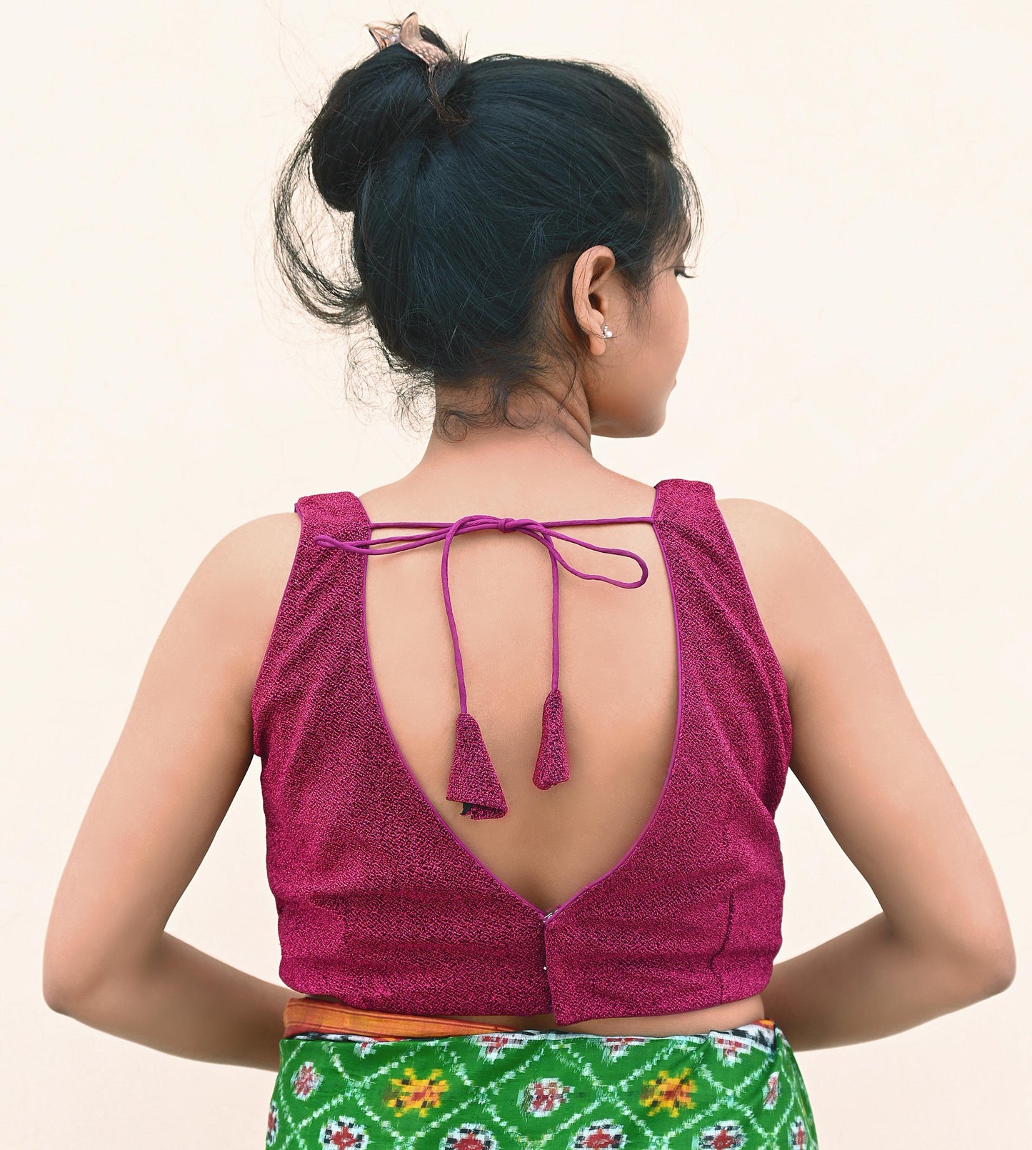 Indian New Black & Purple Embroidered Padded Blouse/Top/Crop M Size Party wear Bollywood