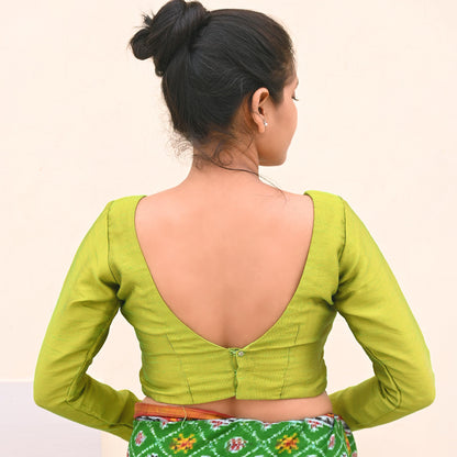 Indian New Parrot Green Cotton woven Padded Blouse/Top/Crop Party wear Bollywood Blouse