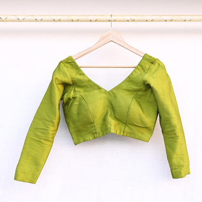 Indian New Parrot Green Cotton woven Padded Blouse/Top/Crop Party wear Bollywood Blouse