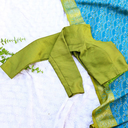 Indian New Parrot Green Cotton woven Padded Blouse/Top/Crop Party wear Bollywood Blouse