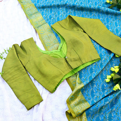 Indian New Parrot Green Cotton woven Padded Blouse/Top/Crop Party wear Bollywood Blouse