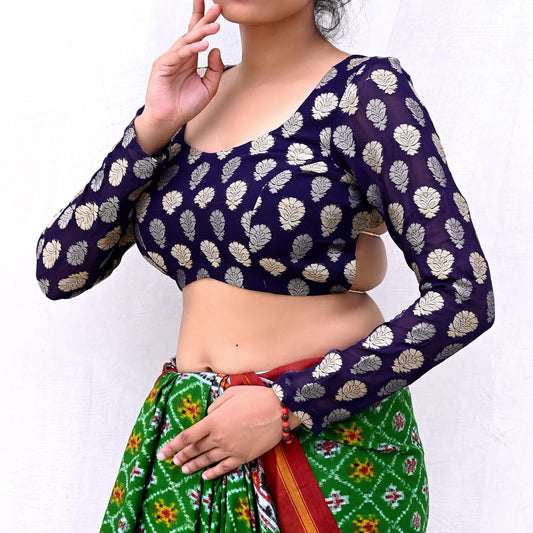 Indian New White Pure Georgette Silk Hand Woven Padded Blouse/Top/Crop Party wear Bollywood One Of a Kind Blouse