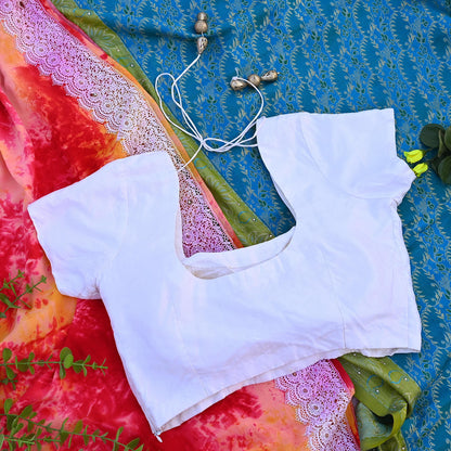 Indian New White Pure Silk Hand Woven Padded Blouse/Top/Crop Party wear Bollywood One Of a Kind Blouse