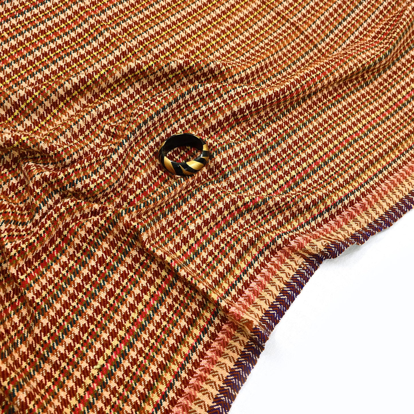 Vintage Multi Woolen Handmade Kullu Shawl Woven work Long Throw Stole Warm Stole Warm Fringes