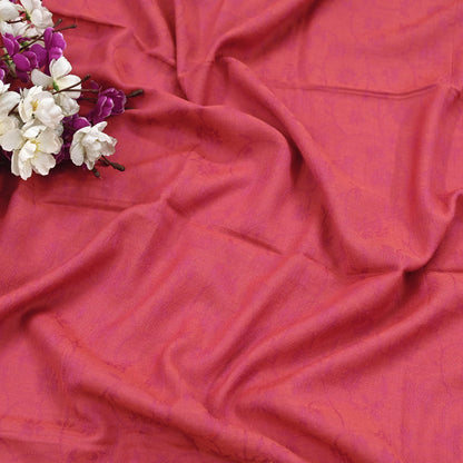 Indian Vintage Red Pure Woolen Shawl Handmade Woven Jamawar Work Long Throw Stole Warm Paisley Design Soft