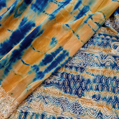 Indian Vintage Saree Pure Crepe Silk Hand Embroidered Tie-Dye Sari Fabric 5yard Sewing Craft Fabric Ethnic Dressmaking Crafting Zardozi Zari