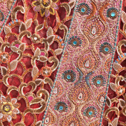 Indian Heavy Wedding Red Pure Satin Silk & Pure Georgette Silk Hand Embroidered Lehenga 3pcs Set Designer By Manish Malhotra Party Wear