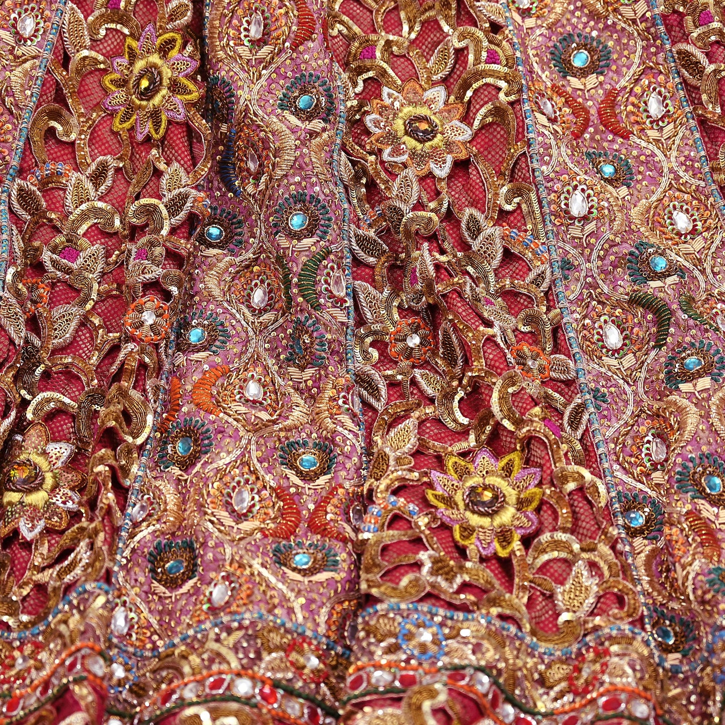 Indian Heavy Wedding Red Pure Satin Silk & Pure Georgette Silk Hand Embroidered Lehenga 3pcs Set Designer By Manish Malhotra Party Wear