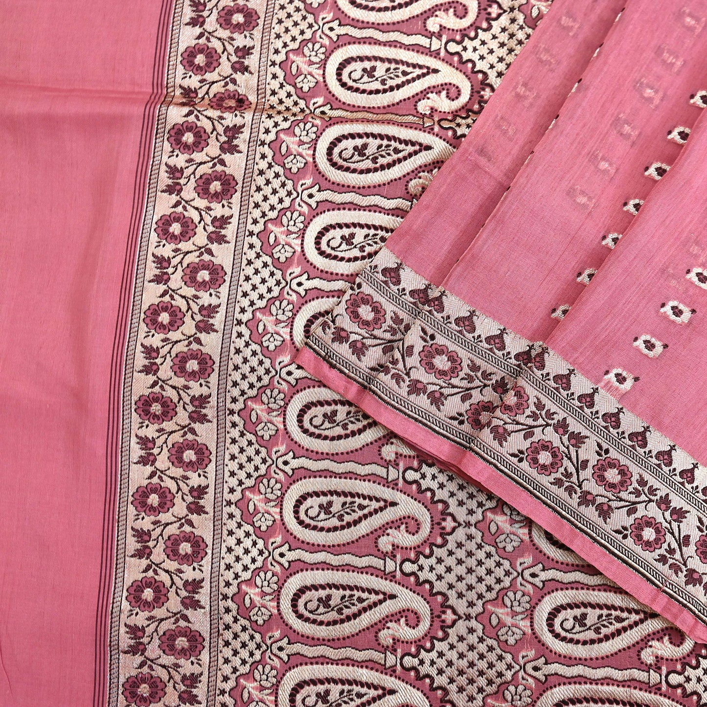 Indian Vintage Sari Pink Heavy Pure Silk Woven Banarasi Sarees 5yd Golden Zari Dress Making Craft Fabric Crafting Quilting Upcycle