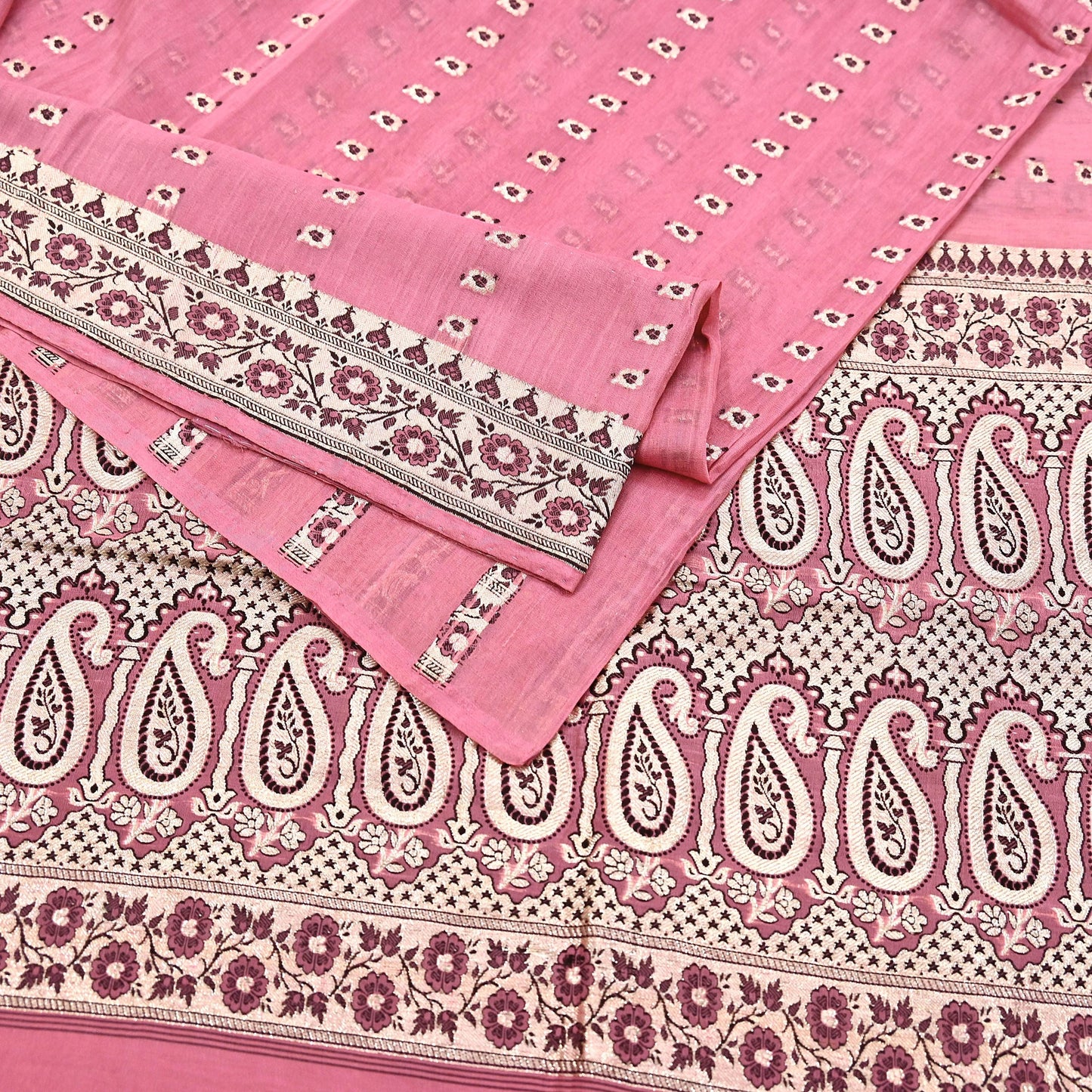 Indian Vintage Sari Pink Heavy Pure Silk Woven Banarasi Sarees 5yd Golden Zari Dress Making Craft Fabric Crafting Quilting Upcycle