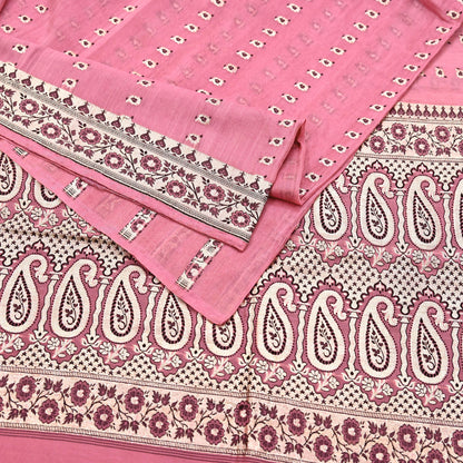 Indian Vintage Sari Pink Heavy Pure Silk Woven Banarasi Sarees 5yd Golden Zari Dress Making Craft Fabric Crafting Quilting Upcycle