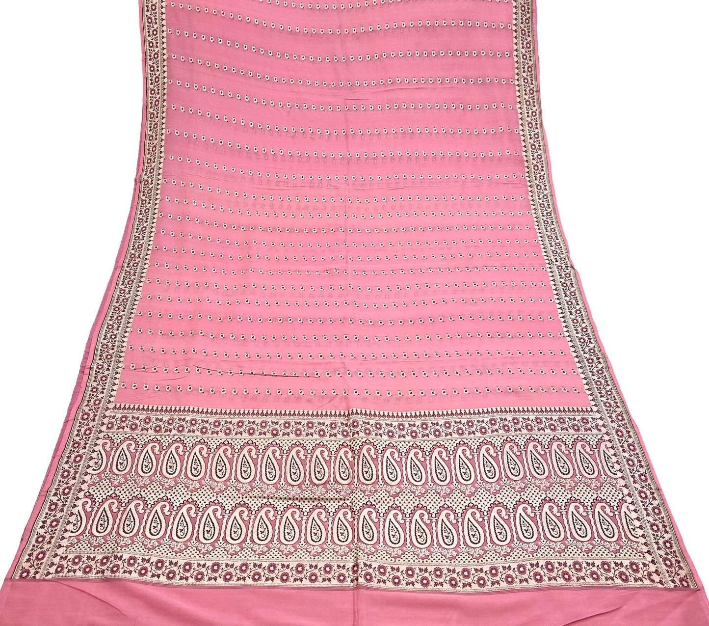 Indian Vintage Sari Pink Heavy Pure Silk Woven Banarasi Sarees 5yd Golden Zari Dress Making Craft Fabric Crafting Quilting Upcycle