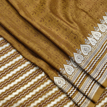 Indian Vintage Sari Green Heavy Pure Satin Silk Woven Banarasi Tanchoi Saree 5Yd Ethnic Craft Fabric Upcycle Bridal Heavy Sarees