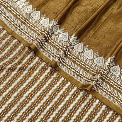 Indian Vintage Sari Green Heavy Pure Satin Silk Woven Banarasi Tanchoi Saree 5Yd Ethnic Craft Fabric Upcycle Bridal Heavy Sarees