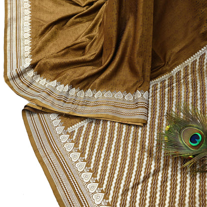 Indian Vintage Sari Green Heavy Pure Satin Silk Woven Banarasi Tanchoi Saree 5Yd Ethnic Craft Fabric Upcycle Bridal Heavy Sarees