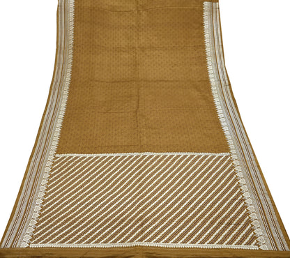 Indian Vintage Sari Green Heavy Pure Satin Silk Woven Banarasi Tanchoi Saree 5Yd Ethnic Craft Fabric Upcycle Bridal Heavy Sarees