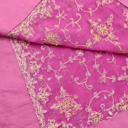 Indian Vintage Heavy Pink Bridal Dupatta Pure Georgette Silk Hand Embroidered Zardozi, Dabka, Zari Work Party Wear Long Stole