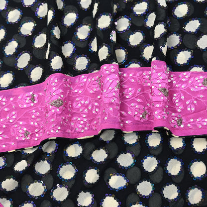 Indian Vintage Black Dupatta Pure Georgette silk Long Stole Hand Embroidered Scarves Stole Veil Wrap Sequins