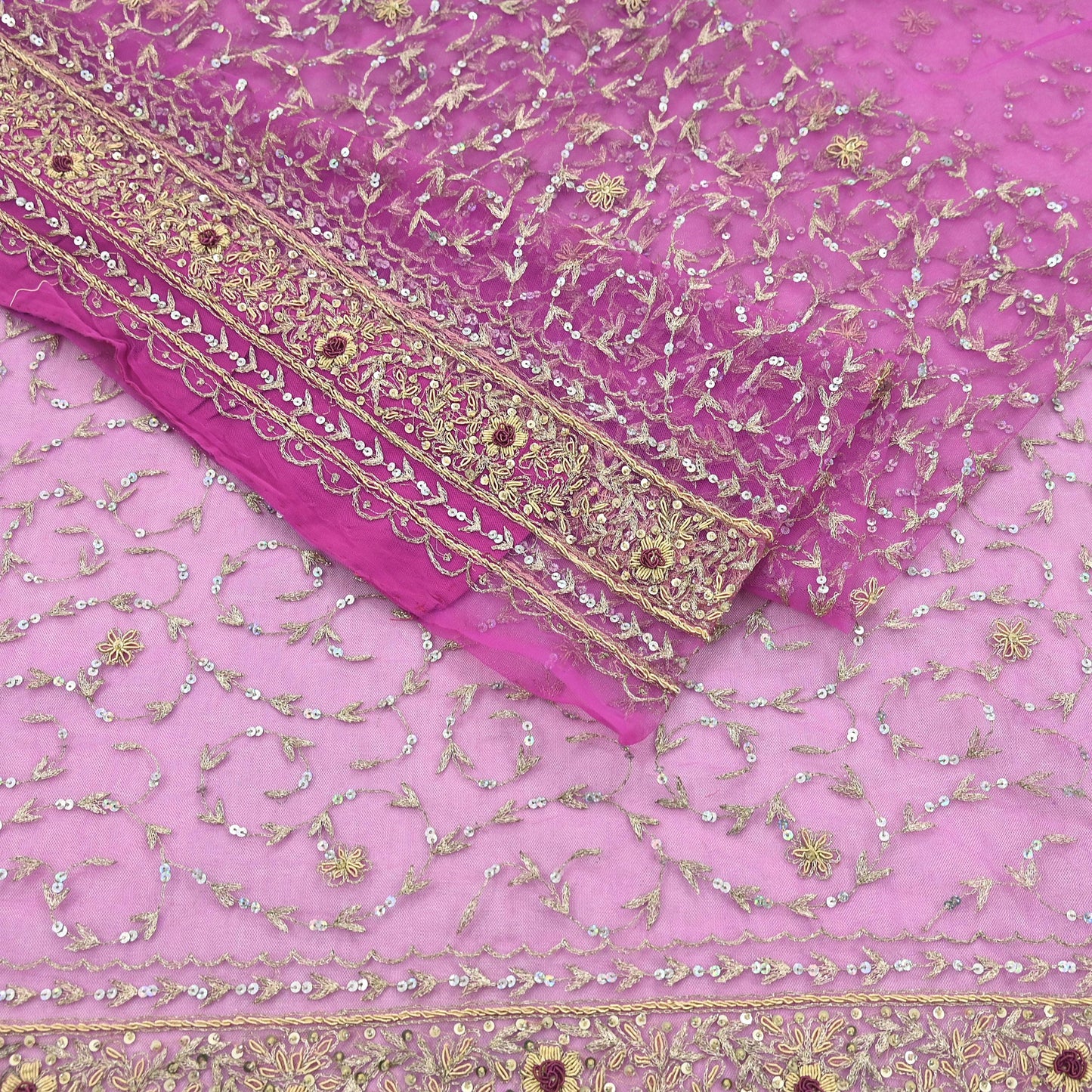 Indian Vintage Heavy Saree Purple Net/Mesh Hand Embroidered Sari Fabric 5Yd Sewing Soft Zardozi/Dabka Zari Sequins Wedding net sarees