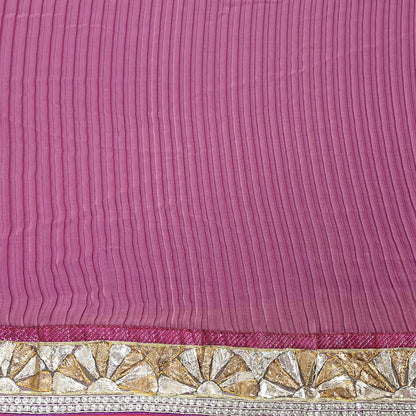 Indian Vintage Heavy Sarees Purple & Pink  Pure Silk Georgette Hand Embroidered Sari Fabric 6Yd Sewing Ethnic Zardozi/zari With Blouse Pcs