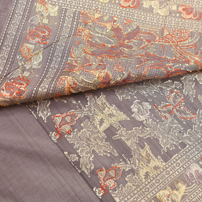 Indian Vintage Sari Brown 100% Pure Silk Hand Woven Sarees Craft Fabric 5Yd Ethnic Sewing Dress making Crafting Quilting Upcycle