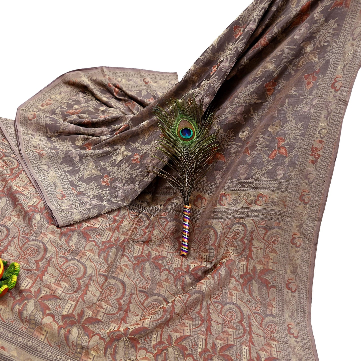 Indian Vintage Sari Brown 100% Pure Silk Hand Woven Sarees Craft Fabric 5Yd Ethnic Sewing Dress making Crafting Quilting Upcycle