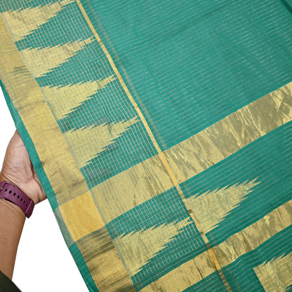Indian Vintage Sari Green Pure Cotton Hand Woven Saree Craft Fabric 5yd Sewing Ethnic Soft Dress making Quilting Dress Designing Zari