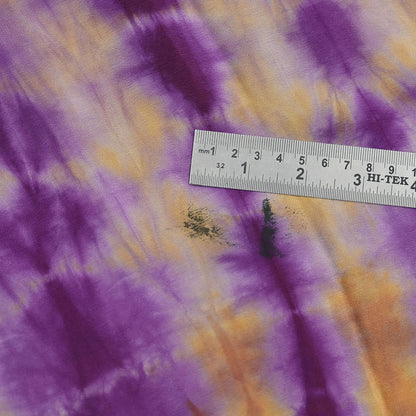 Indian Vintage Sari Purple & Yellow Pure Crepe Silk Hand Embroidered Kantha Tie-Dye Saree 6yd Craft Fabric Sewing Floral Soft Dress making