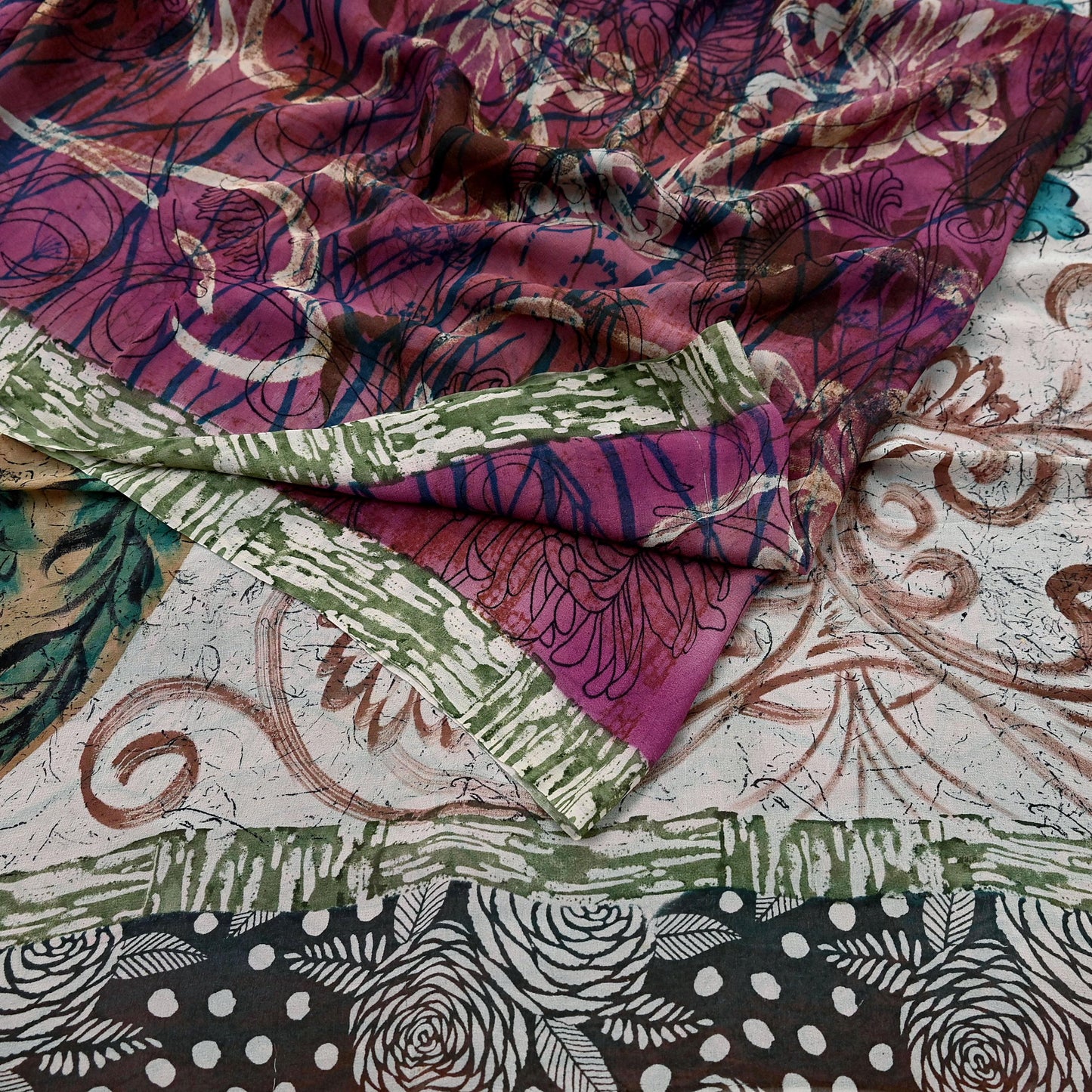 Indian Women Vintage Multi Sarees 100% Pure Georgette Silk Printed Sari Sewing 6yd Soft Craft Floral Design Wrap Boho Dress Making