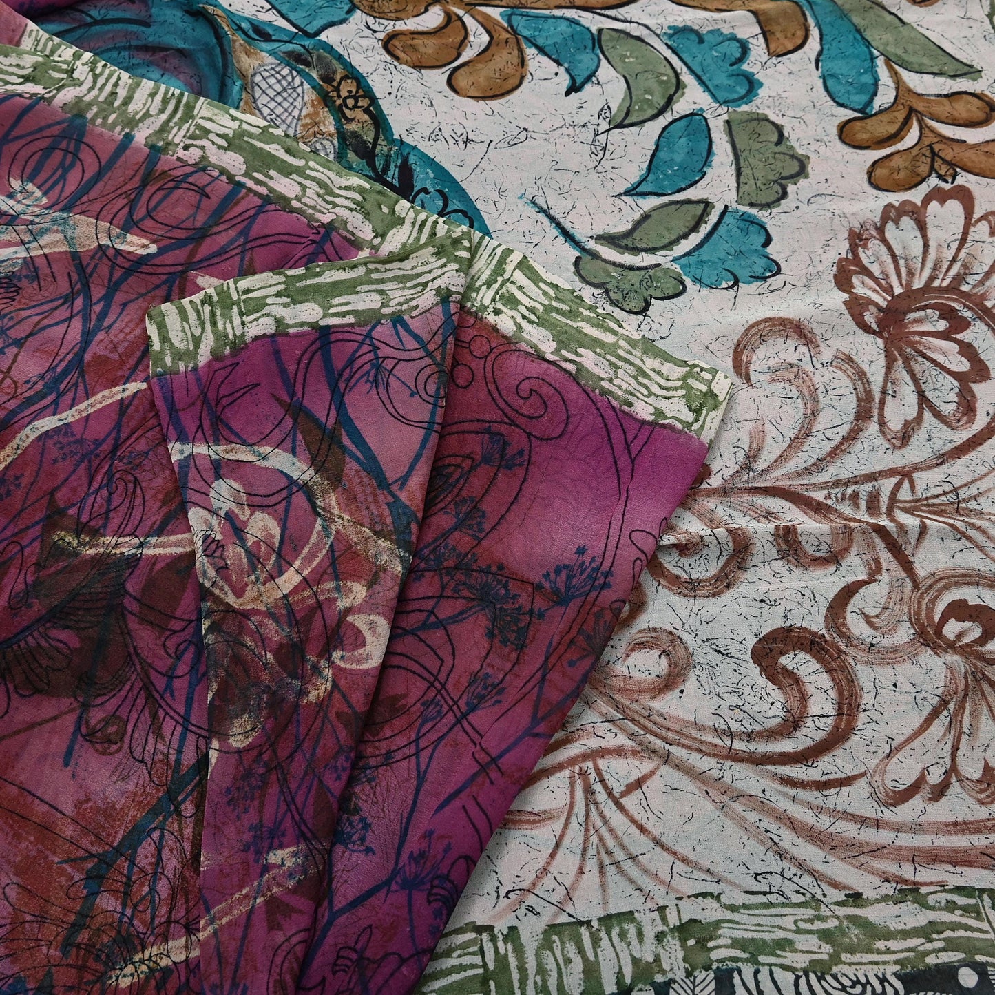 Indian Women Vintage Multi Sarees 100% Pure Georgette Silk Printed Sari Sewing 6yd Soft Craft Floral Design Wrap Boho Dress Making