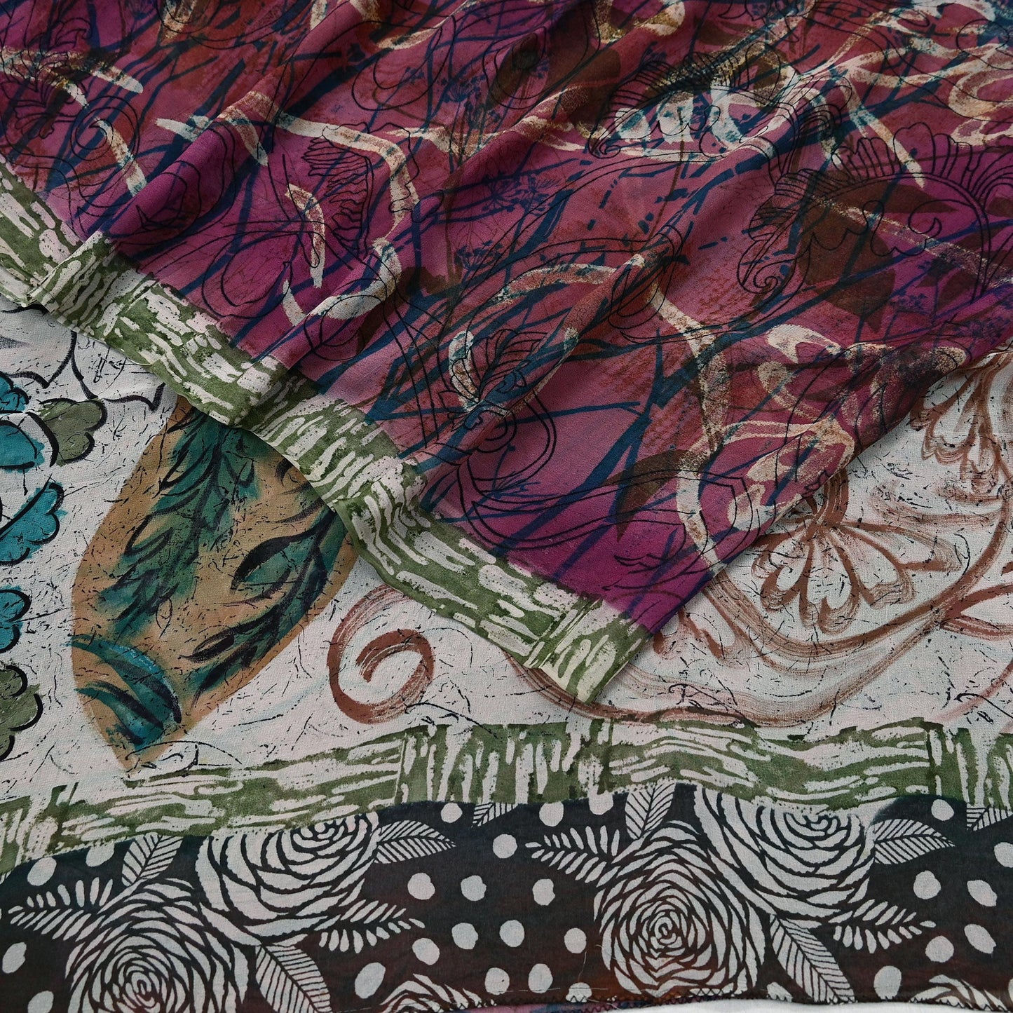 Indian Women Vintage Multi Sarees 100% Pure Georgette Silk Printed Sari Sewing 6yd Soft Craft Floral Design Wrap Boho Dress Making