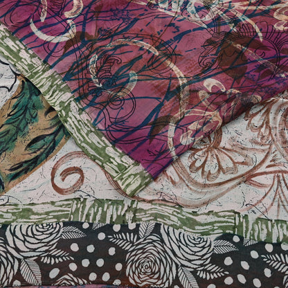 Indian Women Vintage Multi Sarees 100% Pure Georgette Silk Printed Sari Sewing 6yd Soft Craft Floral Design Wrap Boho Dress Making