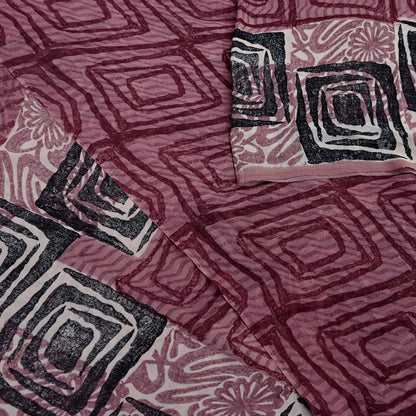 Indian Vintage Sari Brown & Maroon Pure Georgette Silk Printed Saree Craft Fabric Sewing 5Yd Soft Dress Making Crafting Quilting Upcycle