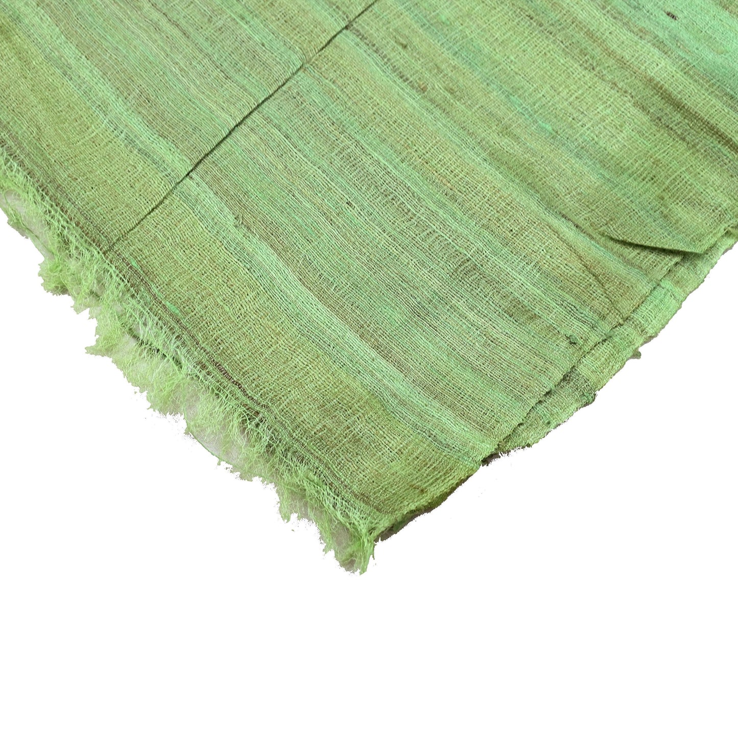 Indian Vintage Green Dupatta Long Stole 100% Pure Khadi Silk Hand Woven Scarves Veil Scarf Wrap Hippie Fringes
