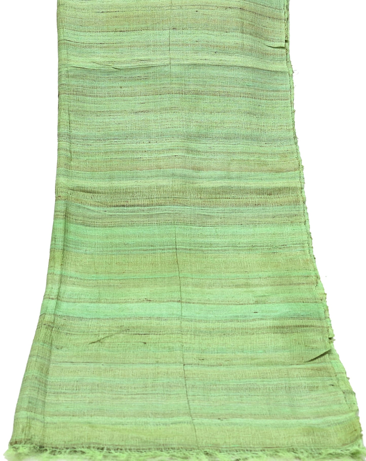 Indian Vintage Green Dupatta Long Stole 100% Pure Khadi Silk Hand Woven Scarves Veil Scarf Wrap Hippie Fringes