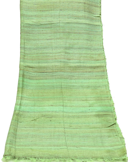 Indian Vintage Green Dupatta Long Stole 100% Pure Khadi Silk Hand Woven Scarves Veil Scarf Wrap Hippie Fringes